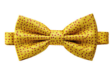 Yellow bow tie with small red polka dots