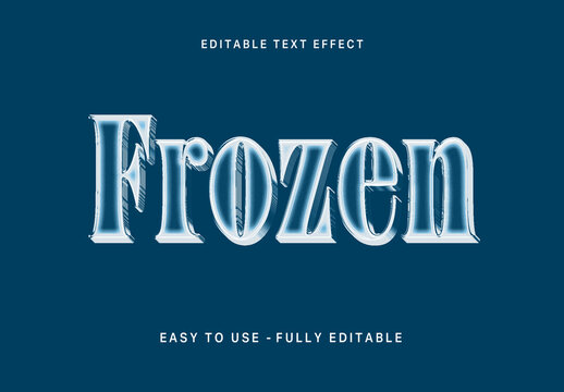 Blue And White Glass Ornament Christmas Text Effect Classic Frozen Font