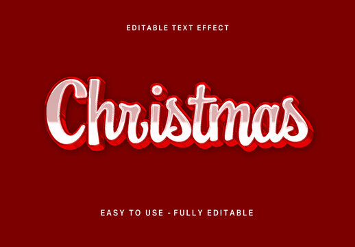 Red And White Glass Ornament Christmas Text Effect Script Elegant Font