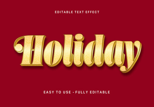 Gold Tinsel Foil Christmas Text Effect Glitter Elegant 3D Font