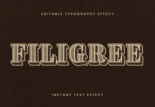 Beige Engraved Victorian Woodcut Text Effect Ornamental Filigree Font