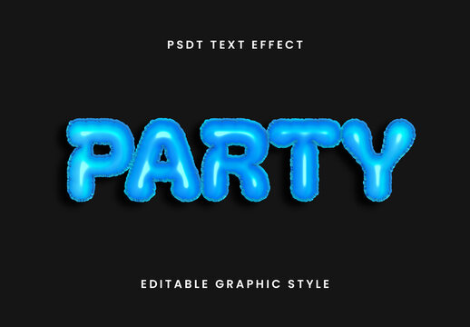 Blue Balloon Inflated Text Effect Glossy Rounded Font