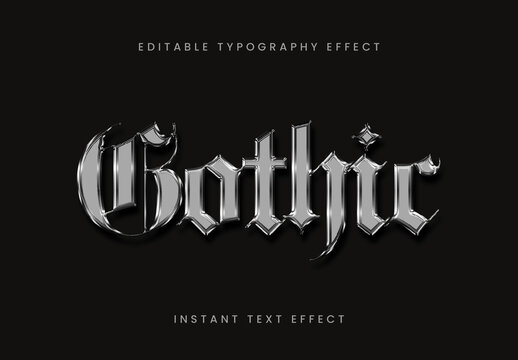 Silver Dark Gothic Victorian Text Effect Chrome Medieval Font
