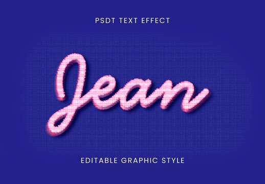 Pink Embroidery Chainstitch Vintage Patch Text Effect Denim 3D Font