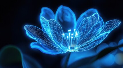 Glowing blue flower design