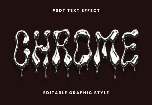 Silver Liquid Chrome Dripping Font Molten Bubble Text Effect