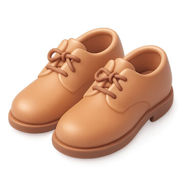 Exquisite 3D rendered elegant brown lace-up shoes. Smooth, minimalist, caramel-tan design. Classic formal/casual footwear, tied laces. Timeless style, sophistication for fashion, e-commerce, digital c
