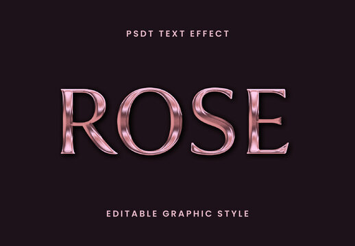 Rose Shiny Metallic Pink Golden Text Effect Metallic Luxury Glossy Font