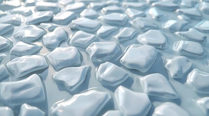Beautiful close up of smooth white stones under clear blue water with sunlight reflections, symbolizing relaxation, tranquility, purity, spa wellness, and natural background concept