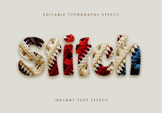 Colorful Embroidery&nbsp;Chainstitch Font Yarn Stitch Knitted Text Effect