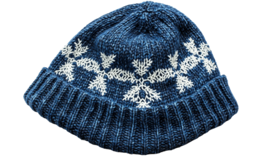 Modern winter accessory illustration featuring warm knitted hat with decorative pattern isolated on transparent background PNG