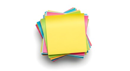 Colorful Stack of Sticky Notes, Office Supplies.