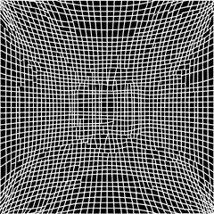 Abstract distorted grid pattern optical illusion design black and white modern art background graphic illustration