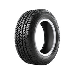 Close-up of a black tire with a white rim.  The tire's tread pattern is visible