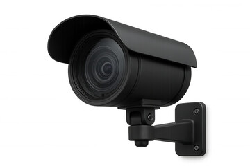 Black security camera ensuring safety and surveillance, featuring a transparent background for easy integration into various projects