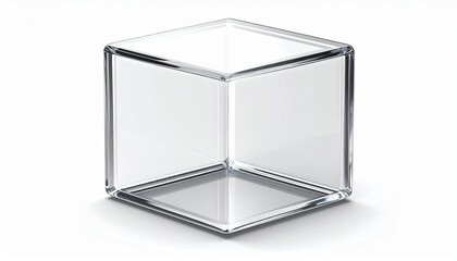 3D Product Asset Render of a Glass Cube Container with Hollow Interior and Removable Lid Isolated on White Background