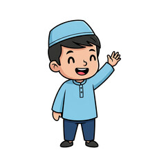 Muslim Boy Waving his Hand