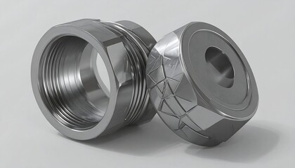 Two metallic rings, one with a smooth surface, the other with a patterned surface, on a light gray background