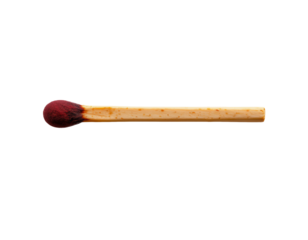 Single Matchstick with Red Head on Transparent background