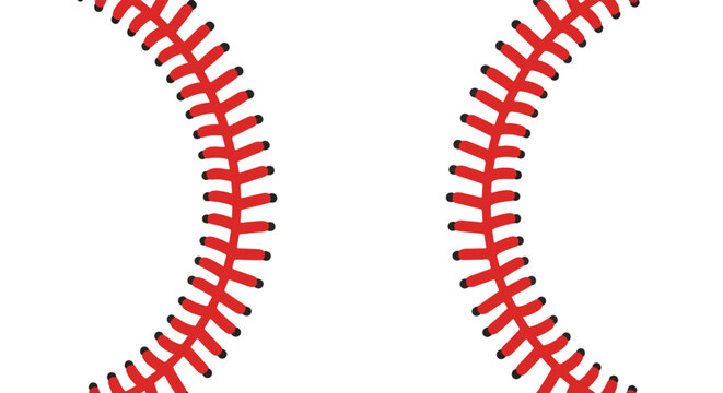 Baseball Seam Close-Up: A Detailed Look at the Iconic Stitching Pattern on a White Background Perfect for Sports-Themed Design Projects