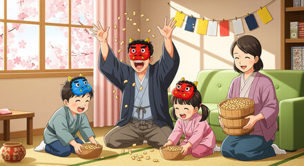 Family celebrates Setsubun