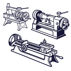 Lathe Machine Vector Illustration | Metalworking and Engineering Equipment Icon