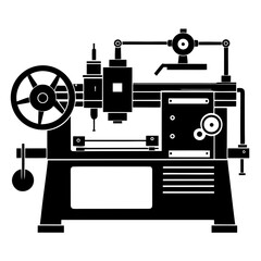Lathe Machine Vector Illustration | Metalworking and Engineering Equipment Icon