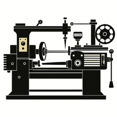 Lathe Machine Vector Illustration | Metalworking and Engineering Equipment Icon