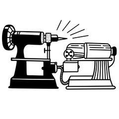 Lathe Machine Vector Illustration | Metalworking and Engineering Equipment Icon