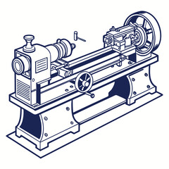 Lathe Machine Vector Illustration | Metalworking and Engineering Equipment Icon