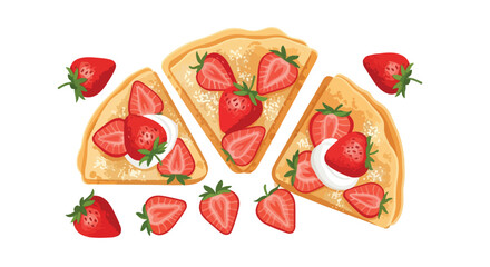 Delicious Strawberry Crepes Illustration, Appetizing Food Design, Sweet Treat Concept with Fresh Berries for Confectionery and Dessert Menu 50