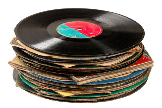 Stack of vintage vinyl records (1)