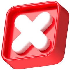 Obraz premium 3D red square button cross cancel symbol illustration