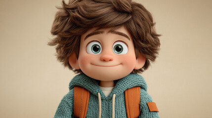 Cute 3d school kids in colorful uniforms with backpacks ready for back to school learning adventure