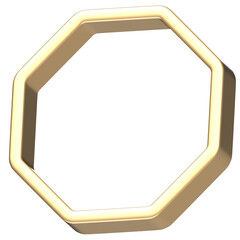 3D golden octagon geometric outline frame border icon