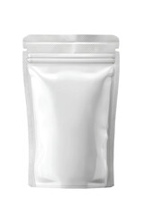 Blank, white, glossy, zippered pouch.  Packaging for food or other products