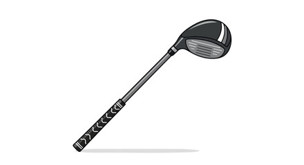 Stylized digital illustration of a modern golf driver against a stark white backdrop ideal for graphic use illustrating sports equipment