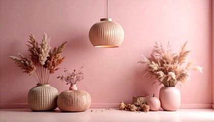 Arranging Pampas Grass in Vases Under a Pendant Light