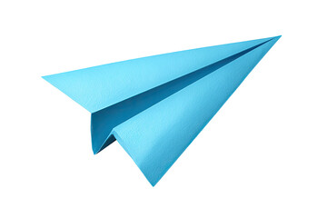 Light-blue paper airplane, sharply defined, simple design