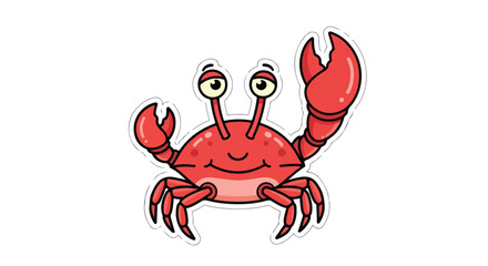 Playful Red Crab Character with Googly Eyes and Cheerful Smile, Perfect for Children's Illustrations and Coastal Themes