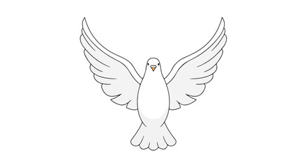 Fototapeta premium Illustrative depiction of a white dove with outstretched wings conveying peace and serenity in a minimalist drawing style