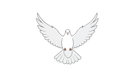 Fototapeta premium Dove illustration with spread wings,symbolizing peace and tranquility in flight, white dove representing hope and freedom concept isolated on white
