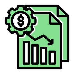 Obraz premium Asset Value Reduction Loss icon from the Financial Projection icon collection (Glyph Color Lineal Style)