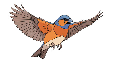 Obraz premium Colorful bird in flight displaying its intricate wings, digitally painted illustration of a bird in its natural environment