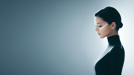 Profile with glowing cheek lines for futuristic design