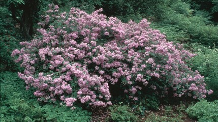 Vibrant Blooming Pink Flowers in Lush Green Garden Landscape
