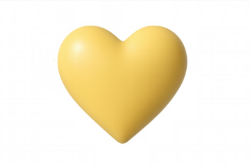Yellow heart rendering symbolizing emotional connection, glowing with warmth against transparent background, ideal for romantic design elements and heartfelt messaging