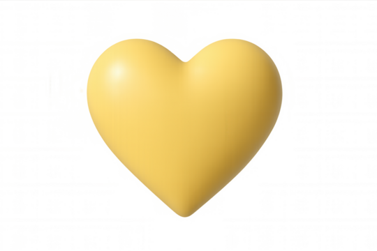 Yellow heart rendering symbolizing emotional connection, glowing with warmth against transparent background, ideal for romantic design elements and heartfelt messaging