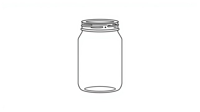 Minimalist outline icon of a classic glass preserving jar with a screw lid. Simple vector illustration for concepts of canning, food storage, and DIY