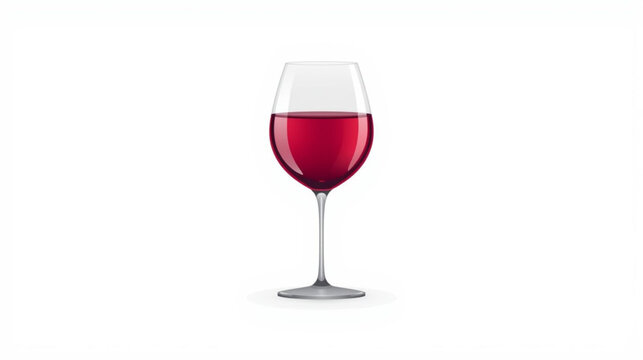 A single elegant stemmed glass filled with rich red wine, isolated on a pristine white background for a classic and sophisticated look